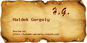 Haldek Gergely névjegykártya